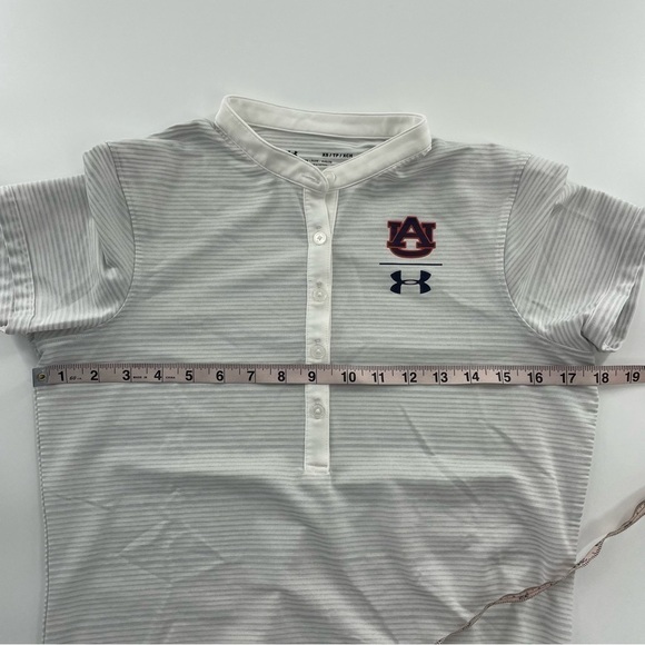 Under Armour HeatGear AUBURN Zinger Golf Polo Loose Stripe in White Grey Stripe - Picture 5 of 8